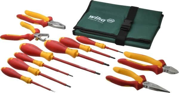 Wiha - 11 Piece Insulated Hand Tool Set - Comes in Canvas Pouch - Makers Industrial Supply