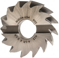 Made in USA - 4-1/2" Diam, 1-1/2" Arbor Hole Diam, 2-1/4" Length of Cut, 14 Flute, High Speed Steel, Finisher Shell End Mill - Right Hand Cut, Right Hand Spiral Flute, Uncoated - Makers Industrial Supply