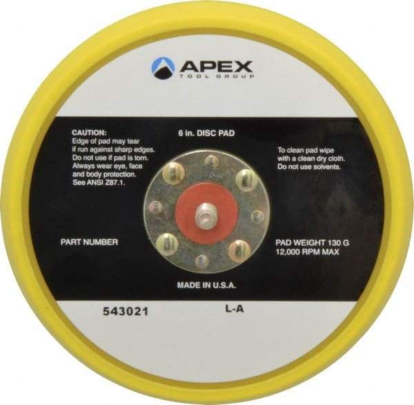 Cleco - 6" Diam Adhesive/PSA Disc Backing Pad - Hard Density, 13,000 RPM - Makers Industrial Supply