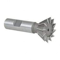 Made in USA - 1-3/8" Diam x 9/16" Width of Cut, 60° Included Angle, Cobalt Dovetail Cutter - 5/8" Shank Diam, 2-7/8" Overall Length, Weldon Flat, Uncoated - Makers Industrial Supply