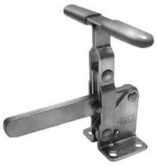 Lapeer - 700 Lb Holding Capacity, Vertical Handle, Manual Hold Down Toggle Clamp - 57° Handle Movement, 106° Bar Opening, Solid Bar, Flanged Base, Carbon Steel - Makers Industrial Supply