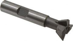 Made in USA - 3/4" Diam x 1/4" Width of Cut, 60° Included Angle, Carbide-Tipped Dovetail Cutter - 3/8" Shank Diam, 2-1/4" Overall Length, 0.02" Corner Radius, Weldon Flat, Uncoated - Makers Industrial Supply