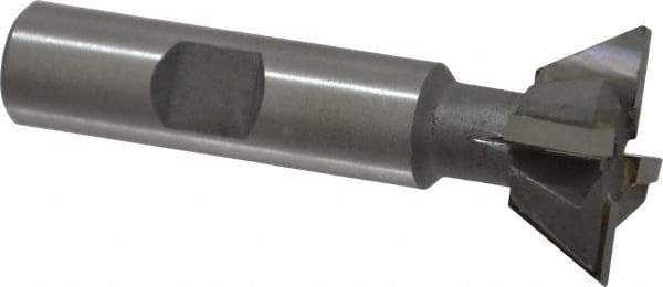 Made in USA - 1" Diam x 3/8" Width of Cut, 60° Included Angle, Carbide-Tipped Dovetail Cutter - 1/2" Shank Diam, 2-1/2" Overall Length, 0.02" Corner Radius, Weldon Flat, Uncoated - Makers Industrial Supply