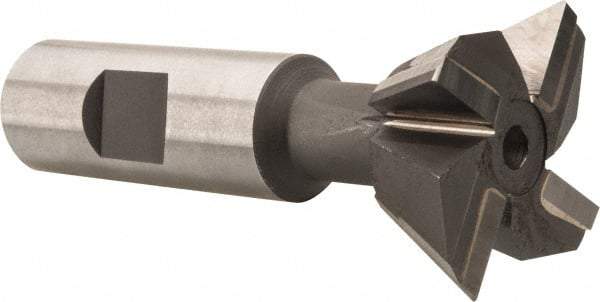 Made in USA - 1-1/2" Diam x 5/8" Width of Cut, 60° Included Angle, Carbide-Tipped Dovetail Cutter - 3/4" Shank Diam, 3-1/4" Overall Length, 0.02" Corner Radius, Weldon Flat, Uncoated - Makers Industrial Supply