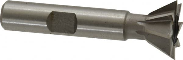 Made in USA - 3/4" Diam x 5/16" Width of Cut, 60° Included Angle, High Speed Steel Dovetail Cutter - 3/8" Shank Diam, 2-1/8" Overall Length, Weldon Flat, Uncoated - Makers Industrial Supply