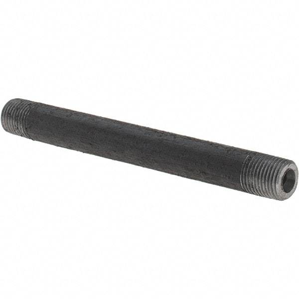 Made in USA - Schedule 80, 1/8" Diam x 3-1/2" Long Black Pipe Nipple - Threaded - Makers Industrial Supply