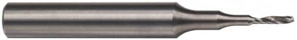 Accupro - 1/4" Cutting Diam x 1-1/4" Length of Cut, 1 Flute, Upcut Spiral Router Bit - Uncoated, Right Hand Cut, Solid Carbide, 3" OAL x 1/4" Shank Diam, Single Edge, 21° Helix Angle - Makers Industrial Supply