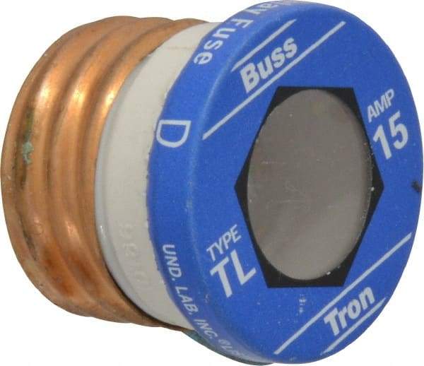 Cooper Bussmann - 125 VAC, 15 Amp, Time Delay Plug Fuse - 2.38" OAL, 10 (RMS Symmetrical) kA Rating, 2-1/4" Diam - Makers Industrial Supply