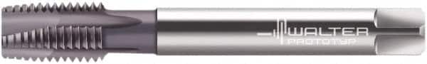 Walter-Prototyp - 1-8 UNC, 4 Flute, TiCN Finish, Powdered Metal Spiral Point Tap - Plug Chamfer, Right Hand Thread, 5-1/8" OAL, 37.01mm Thread Length, 20.32mm Shank Diam, 3B Class of Fit, Series A2225766 - Exact Industrial Supply