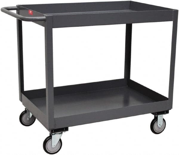 Jamco - 1,200 Lb Capacity, 24" Wide x 30" Long x 35" High Service Cart - 2 Shelf, Steel, 2 Rigid/2 Swivel Casters - Makers Industrial Supply