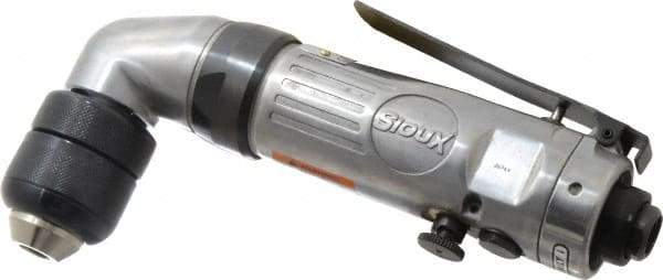 Sioux Tools - 3/8" Reversible Keyless Chuck - Right Angle Handle, 1,200 RPM, 10 CFM, 0.33 hp - Makers Industrial Supply