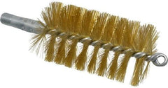 Schaefer Brush - 4-1/2" Brush Length, 2-1/2" Diam, Double Stem, Single Spiral Tube Brush - 8" Long, Brass, 1/4" NPSM Male Connection - Makers Industrial Supply