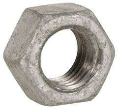 Value Collection - 1-1/8 - 7 UNC Steel Right Hand Heavy Hex Nut - 1-13/16" Across Flats, 1-7/64" High, Hot Dipped Galvanized Finish - Makers Industrial Supply