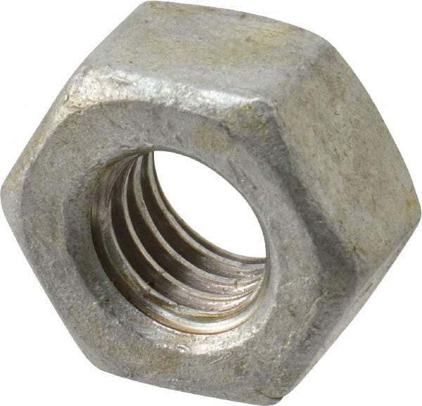 Value Collection - 3/8-16 UNC Steel Right Hand Heavy Hex Nut - 11/16" Across Flats, 23/64" High, Hot Dipped Galvanized Finish - Makers Industrial Supply