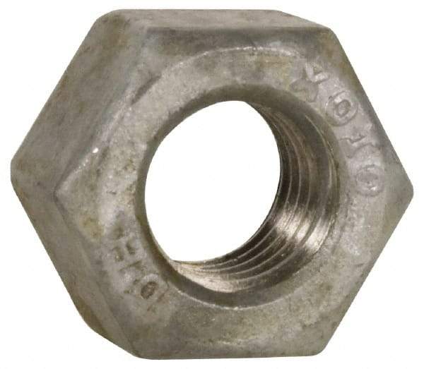 Value Collection - 1-8 UNC Steel Right Hand Heavy Hex Nut - 1-5/8" Across Flats, 63/64" High, Hot Dipped Galvanized Finish - Makers Industrial Supply