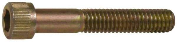 Made in USA - 3/8-16 UNC Hex Socket Drive, Socket Cap Screw - Grade 4037 Alloy Steel, Yellow Cadmium-Plated Finish, Fully Threaded, 1-1/4" Length Under Head - Makers Industrial Supply