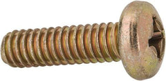 Made in USA - 1/4-20 UNC, 7/8" Length Under Head Phillips Drive Machine Screw - Pan Head, Grade 3 Steel, Yellow Cadmium-Plated Finish, Without Washer - Makers Industrial Supply