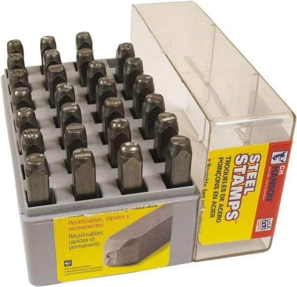 C.H. Hanson - 27 Piece, 1/16" Character Steel Stamp Set - Letters, Reverse - Makers Industrial Supply