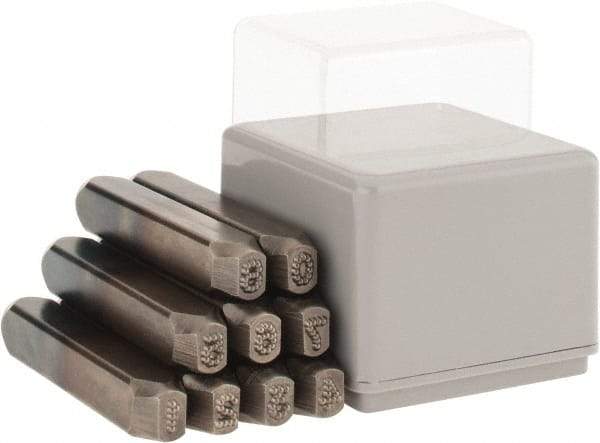 C.H. Hanson - 9 Piece, 3/16" Character Steel Stamp Set - Figures, Standard - Makers Industrial Supply