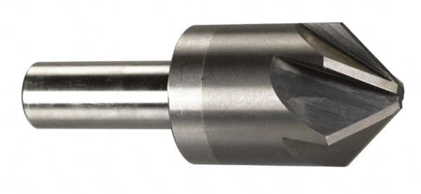 M.A. Ford - 1" Head Diam, 1/2" Shank Diam, 6 Flute 100° Solid Carbide Countersink - Bright Finish, 2-3/4" OAL, 1/4" Nose Diam, Single End, Straight Shank, Right Hand Cut - Makers Industrial Supply