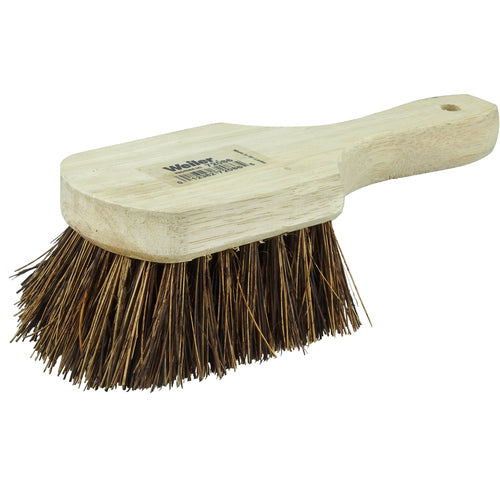 8″ Utility Scrub Brush, Palmyra Fill, Short Handle, Wood Block - Makers Industrial Supply