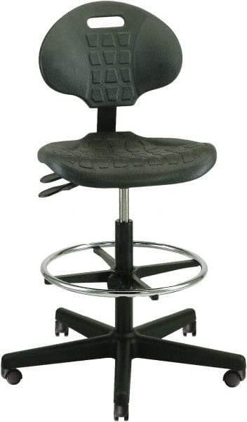 Bevco - 22 to 32" High Adjustable Height Swivel Stool - 27" Wide x 27" Deep, Polyurethane Seat, Black - Makers Industrial Supply