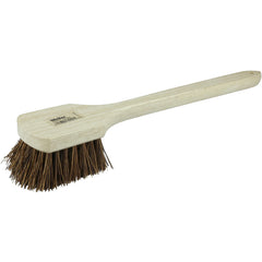 20″ Utility Scrub Brush, Palmyra Fill, Long Handle, Wood Block - Makers Industrial Supply