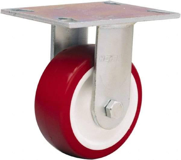 Hamilton - 5" Diam x 2" Wide x 6-1/2" OAH Top Plate Mount Rigid Caster - Polyurethane Mold on Polypropylene, 900 Lb Capacity, Straight Roller Bearing, 4-1/2 x 6-1/4" Plate - Makers Industrial Supply