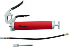 Proto - 3,600 Max psi, Flexible Pistol Grease Gun - 14 oz (Cartridge) & 16 oz (Bulk) Capacity, 1/8 Thread Outlet, 3-Way, Bulk, Cartridge & Filler Pump - Makers Industrial Supply