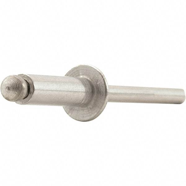 STANLEY Engineered Fastening - Size 4 Dome Head Aluminum Open End Blind Rivet - Steel Mandrel, 0.032" to 0.062" Grip, 1/8" Head Diam, 0.129" to 0.133" Hole Diam, 0.078" Body Diam - Makers Industrial Supply