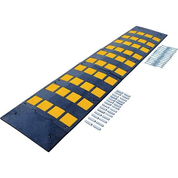 Vestil - 108" Long x 23-1/2" Wide x 1-3/8" High, Rubber Speed Hump - Yellow & Black - Makers Industrial Supply