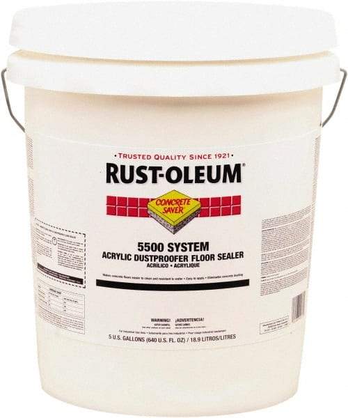 Rust-Oleum - 5 Gal Can Satin Clear Floor Coating - 150 to 300 Sq Ft/Gal Coverage, 37 g/L VOC Content - Makers Industrial Supply