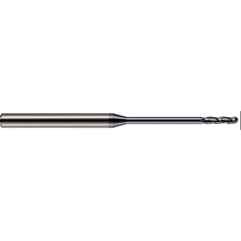 Harvey Tool - Ball End Mills; Mill Diameter (Decimal Inch): 0.0650 ; Number of Flutes: 3 ; Length of Cut (Inch): 1/2 ; Length of Cut (Decimal Inch): 0.5000 ; Material: Solid Carbide ; Overall Length (Inch): 2-1/2 - Exact Industrial Supply