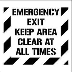 NMC - Emergency Exit - Keep Area Clear at All Times Stencil - 0.06 Inch Thick, Polyethylene, English - Makers Industrial Supply