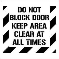 NMC - Do Not Block Door - Keep Area Clear at All Times Stencil - 0.06 Inch Thick, Polyethylene, English - Makers Industrial Supply