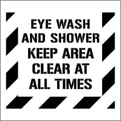 NMC - Eye Wash and Shower - Keep Area Clear at All Times Stencil - 0.06 Inch Thick, Polyethylene, English - Makers Industrial Supply