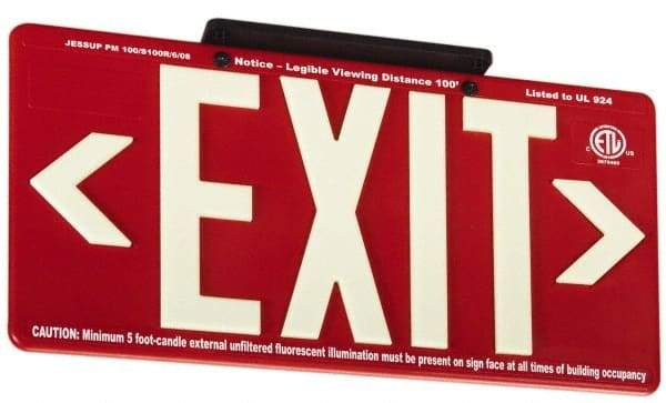 NMC - Exit, Plastic Exit Sign - 15-7/8" Wide x 8-5/8" High, Glow-in-the-Dark - Makers Industrial Supply