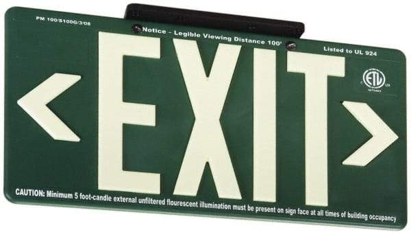 NMC - Exit, Plastic Exit Sign - 15-7/8" Wide x 8-5/8" High, Glow-in-the-Dark - Makers Industrial Supply