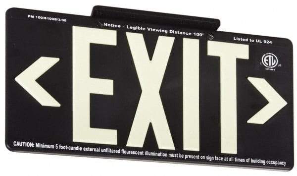 NMC - Exit, Plastic Exit Sign - 15-7/8" Wide x 8-5/8" High, Glow-in-the-Dark - Makers Industrial Supply