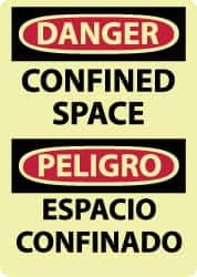 NMC - "Danger - Confined Space", 14" Long x 10" Wide, Rigid Plastic Safety Sign - Rectangle, 0.05" Thick, Use for Accident Prevention - Makers Industrial Supply