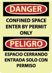 NMC - "Danger - Confined Space - Enter by Permit Only", 14" Long x 10" Wide, Rigid Plastic Safety Sign - Rectangle, 0.05" Thick, Use for Accident Prevention - Makers Industrial Supply