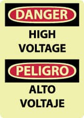 NMC - "Danger - High Voltage", 14" Long x 10" Wide, Rigid Plastic Safety Sign - Rectangle, 0.05" Thick, Use for Accident Prevention - Makers Industrial Supply