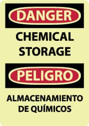 NMC - "Danger - Chemical Storage", 14" Long x 10" Wide, Rigid Plastic Safety Sign - Rectangle, 0.05" Thick, Use for Hazardous Materials - Makers Industrial Supply