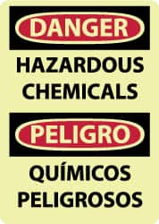 NMC - "Danger - Hazardous Chemicals", 14" Long x 10" Wide, Rigid Plastic Safety Sign - Rectangle, 0.05" Thick, Use for Hazardous Materials - Makers Industrial Supply