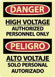 NMC - "Danger - High Voltage - Authorized Personnel Only", 14" Long x 10" Wide, Rigid Plastic Safety Sign - Rectangle, 0.05" Thick, Use for Accident Prevention - Makers Industrial Supply