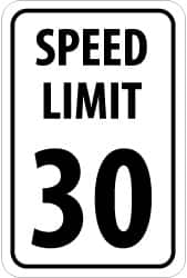 NMC - "Speed Limit 30", 18" Wide x 24" High, Aluminum Speed Limit Signs - 0.08" Thick, Black on White, High Intensity Reflectivity, Rectangle, Post Mount - Makers Industrial Supply