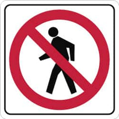 NMC - "Strike on Pedestrian Crossing", 24" Wide x 24" High, Aluminum Pedestrian Crossing Signs - 0.08" Thick, Red & Black on White, High Intensity Reflectivity, Square, Post Mount - Makers Industrial Supply