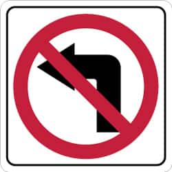 NMC - "Strike on Left Arrow", 24" Wide x 24" High, Aluminum Traffic Control Signs - 0.08" Thick, Red & Black on White, High Intensity Reflectivity, Square, Post Mount - Makers Industrial Supply