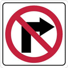 NMC - "Strike on Right Arrow", 24" Wide x 24" High, Aluminum Traffic Control Signs - 0.08" Thick, Red & Black on White, High Intensity Reflectivity, Square, Post Mount - Makers Industrial Supply