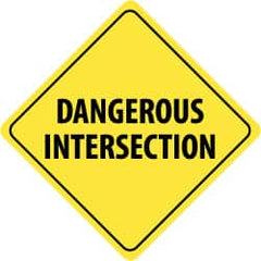 NMC - "Dangerous Intersection", 24" Wide x 24" High, Aluminum Traffic Control Signs - 0.08" Thick, Black on Yellow, High Intensity Reflectivity, Diamond, Post Mount - Makers Industrial Supply